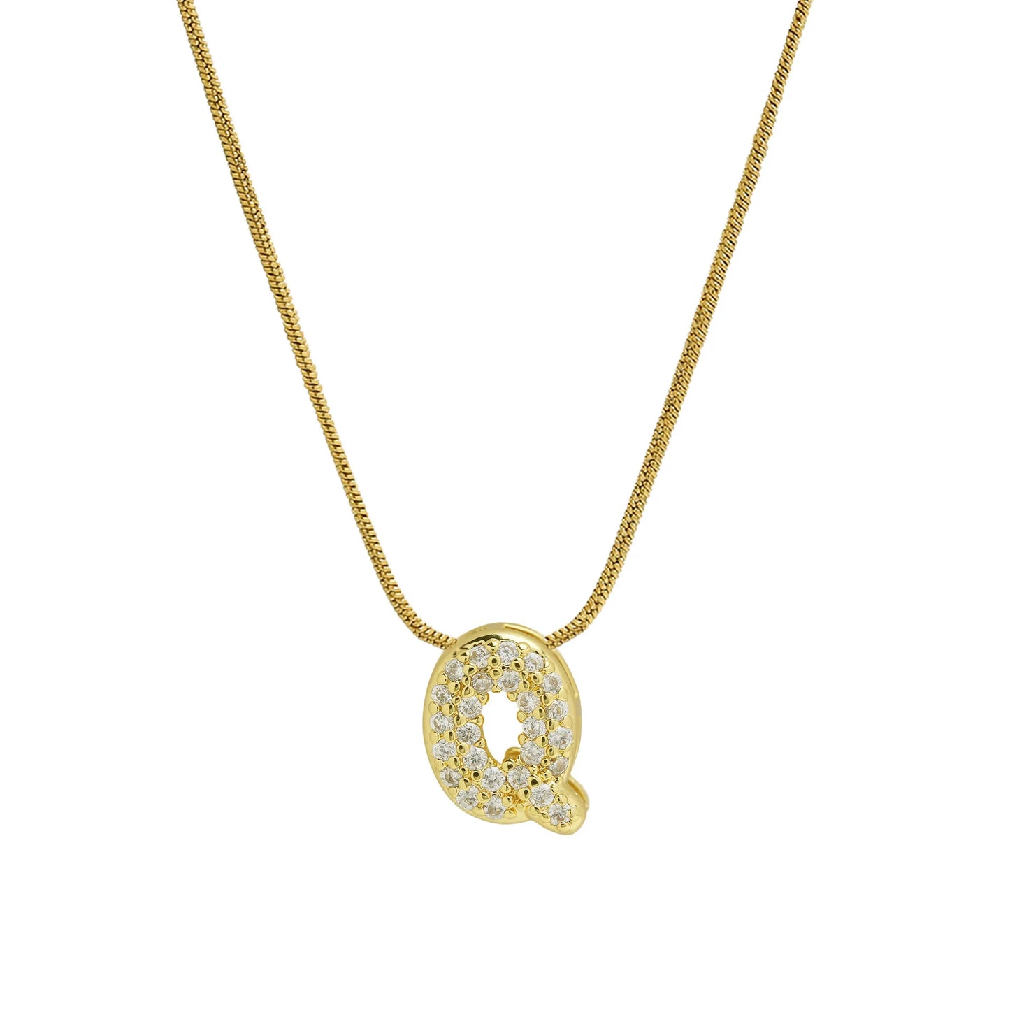 Dainty Zircon Tiny Initial Letter Necklace