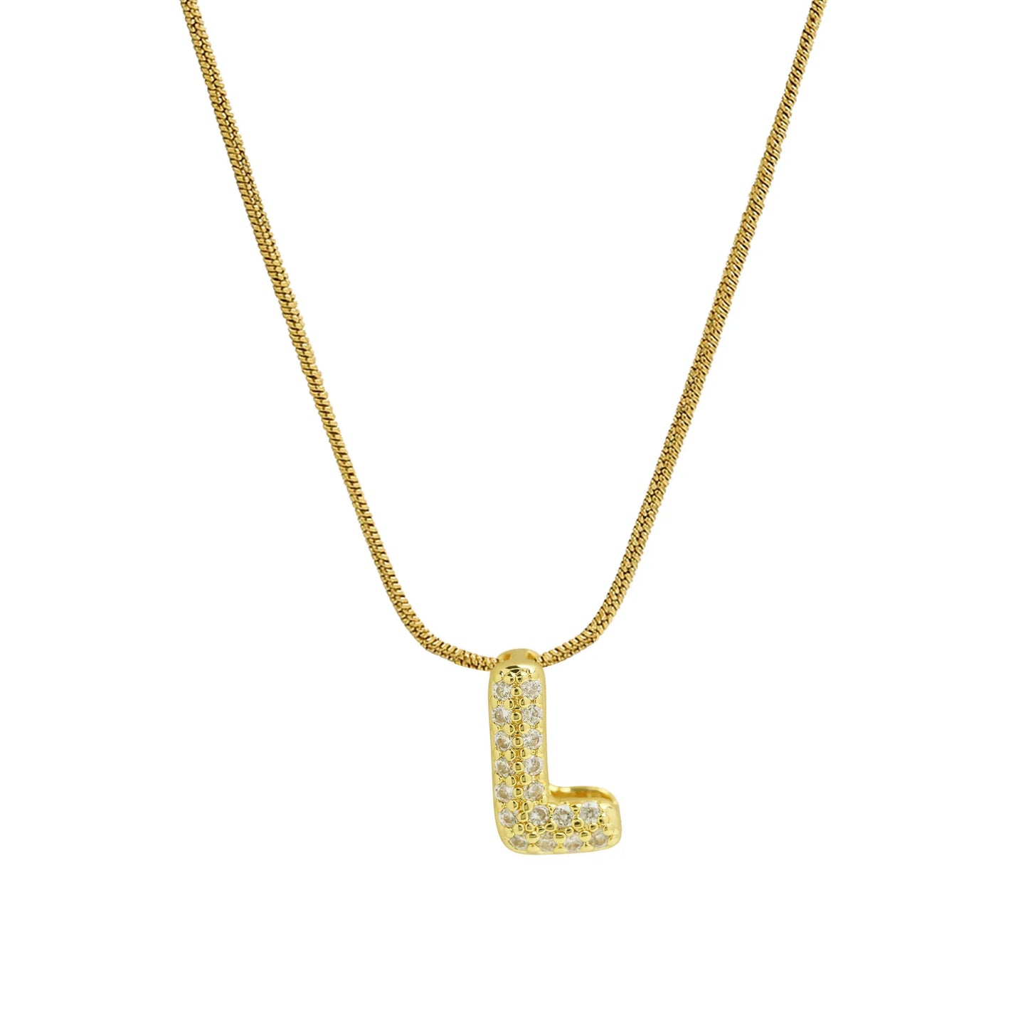 Dainty Zircon Tiny Initial Letter Necklace