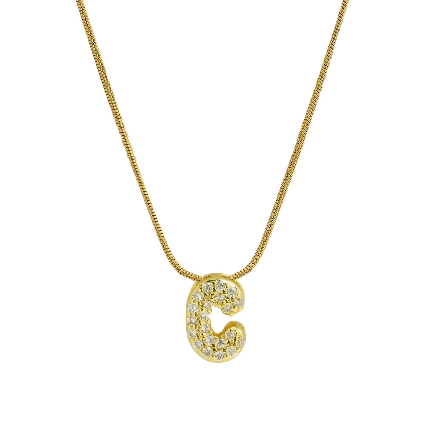 Dainty Zircon Tiny Initial Letter Necklace
