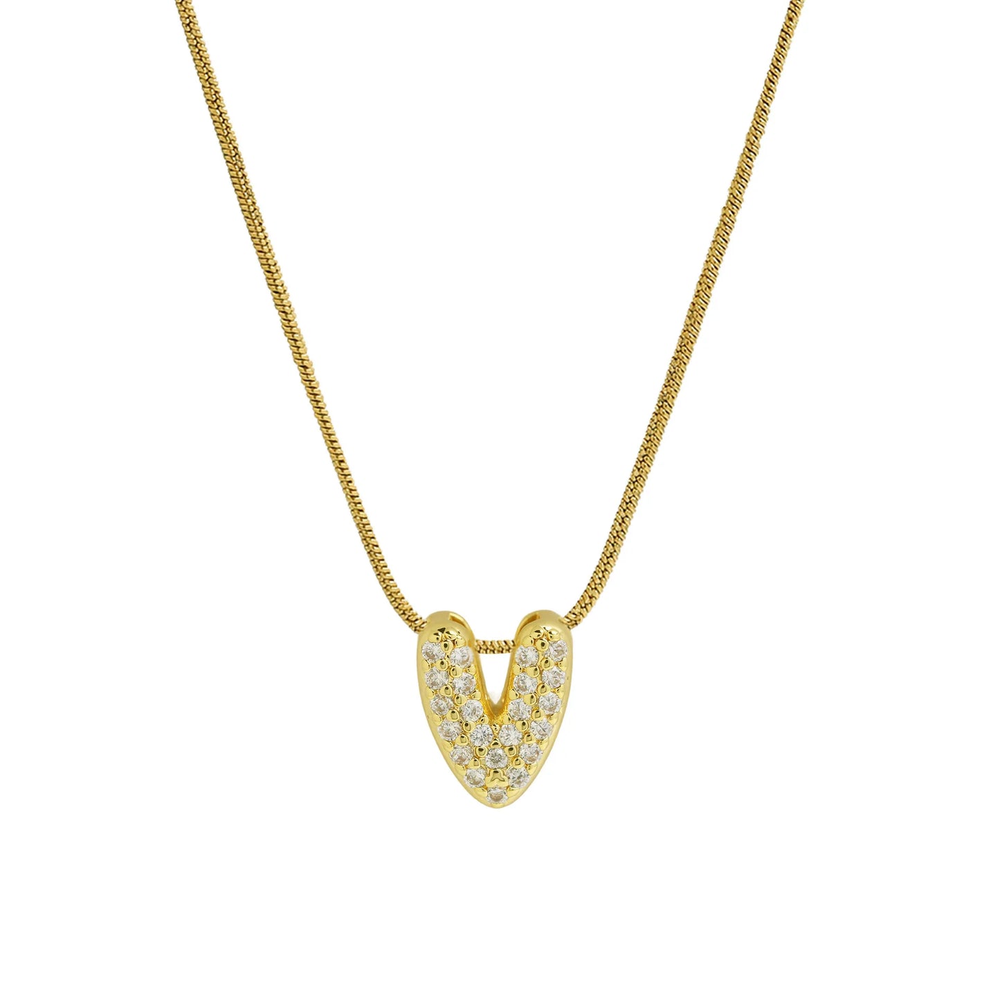 Dainty Zircon Tiny Initial Letter Necklace