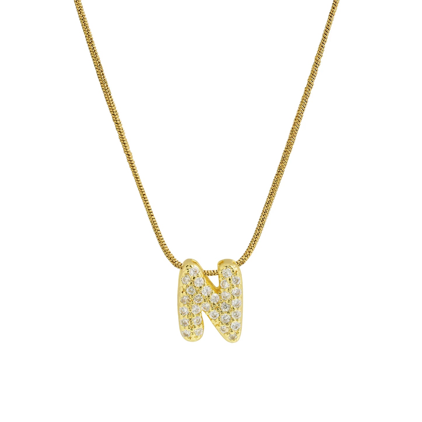 Dainty Zircon Tiny Initial Letter Necklace