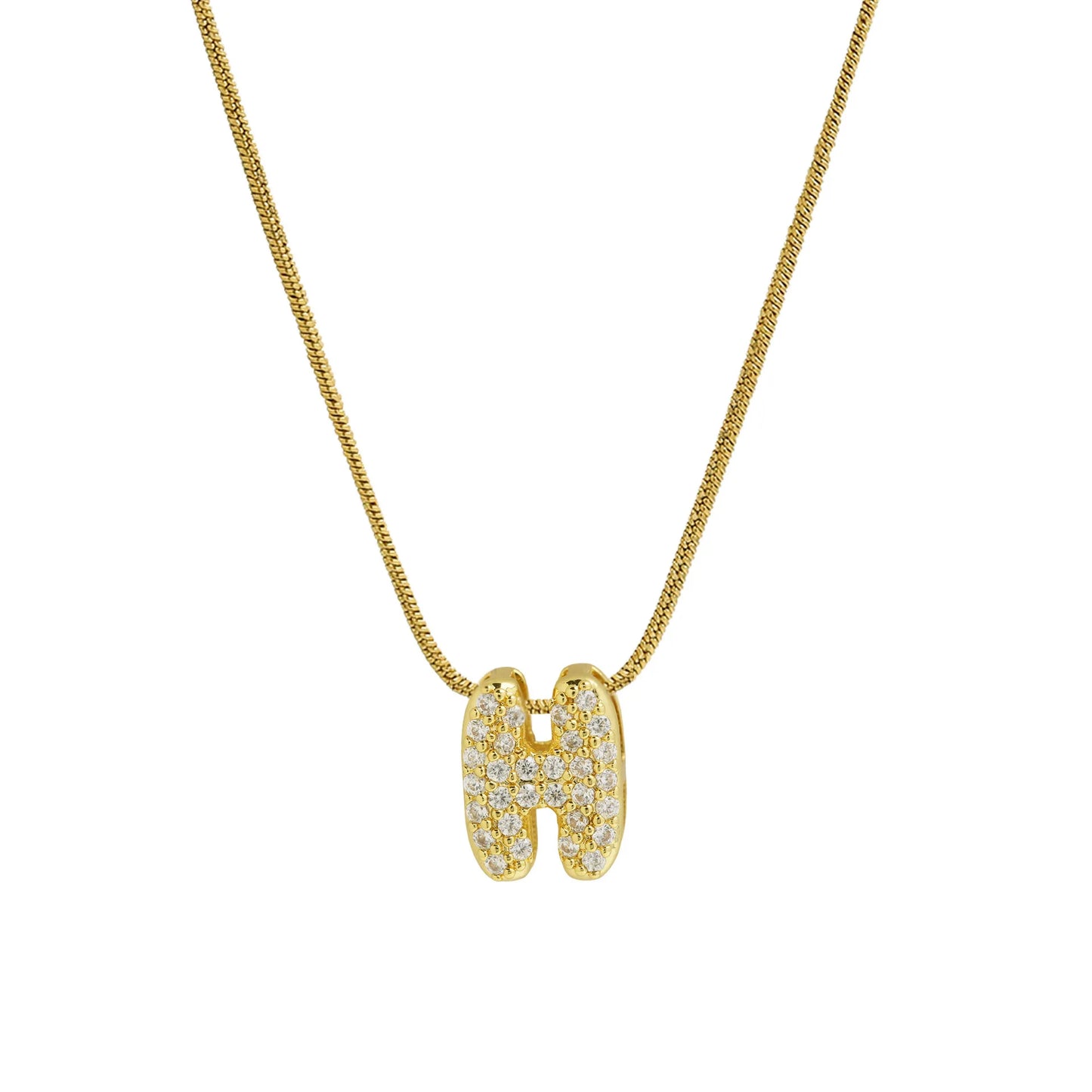 Dainty Zircon Tiny Initial Letter Necklace