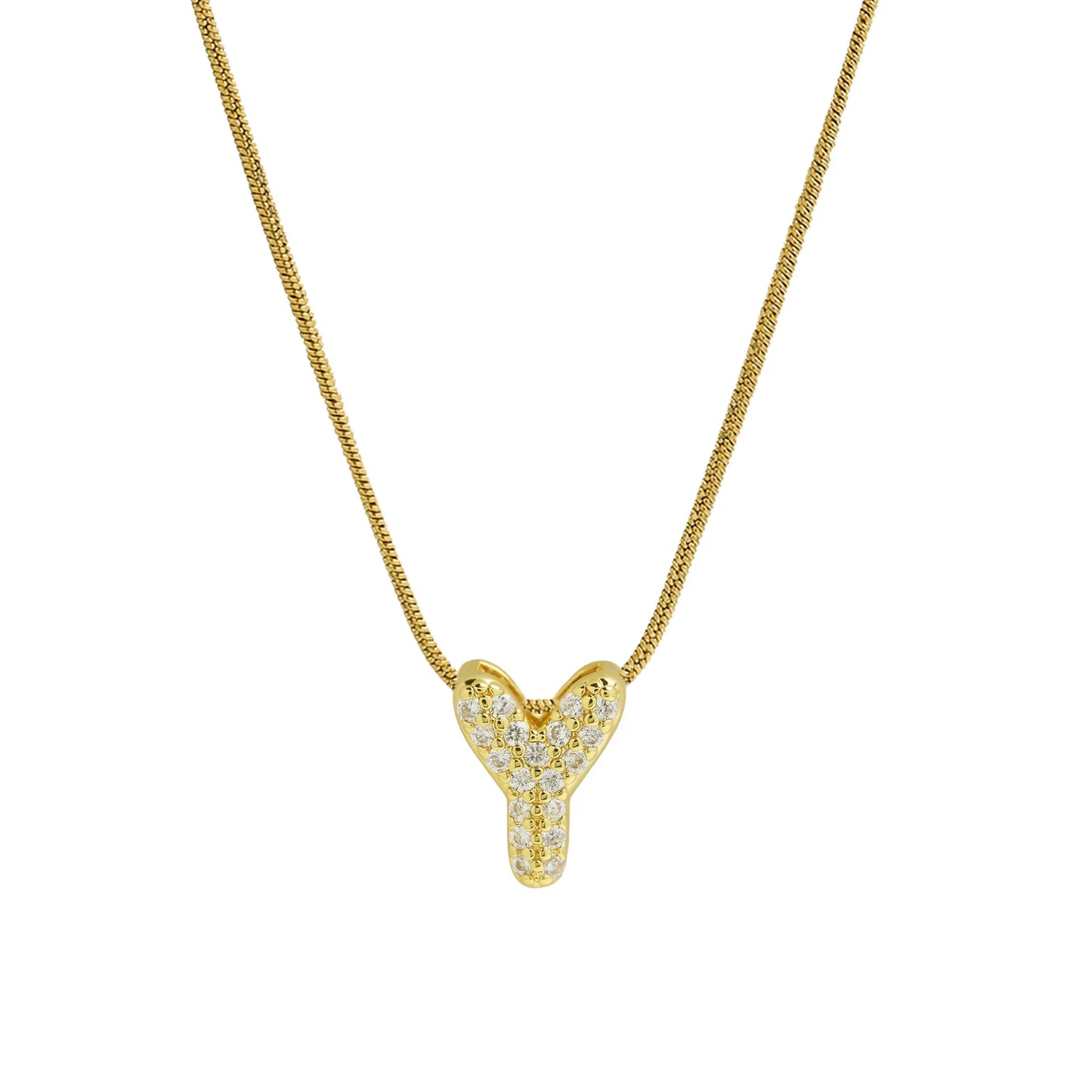 Dainty Zircon Tiny Initial Letter Necklace