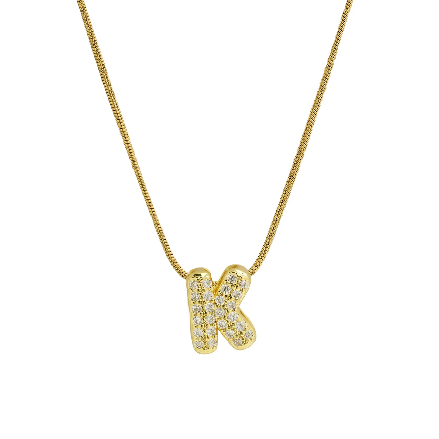 Dainty Zircon Tiny Initial Letter Necklace