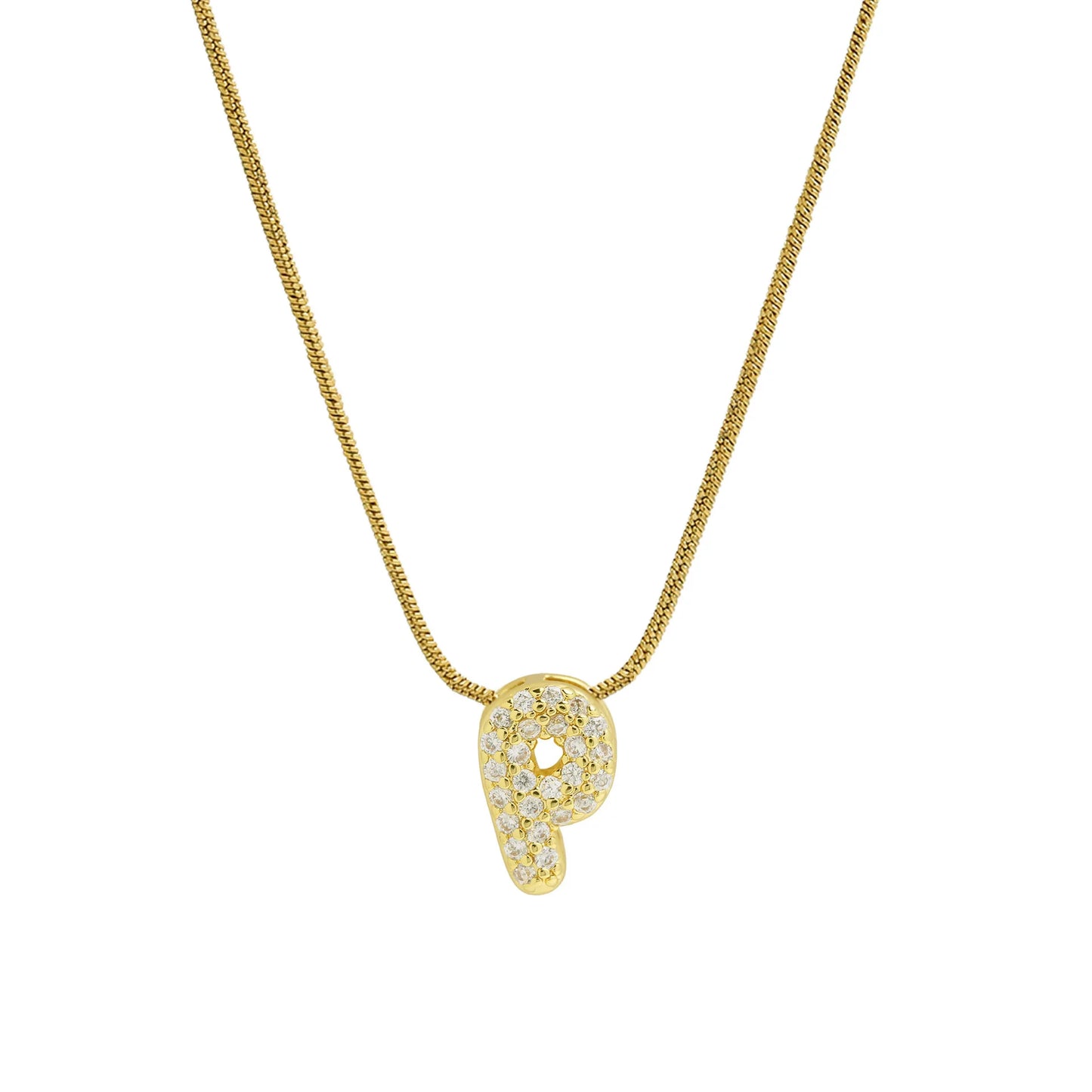 Dainty Zircon Tiny Initial Letter Necklace