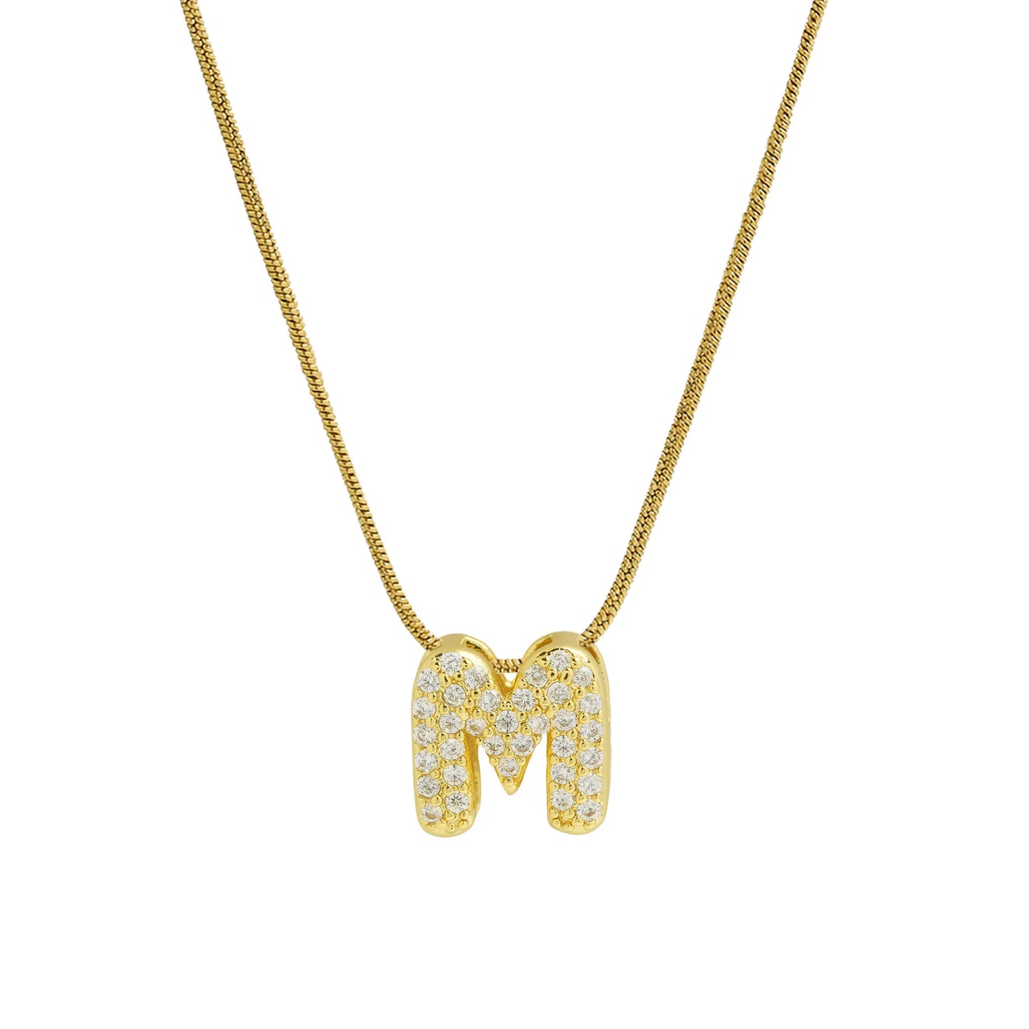 Dainty Zircon Tiny Initial Letter Necklace
