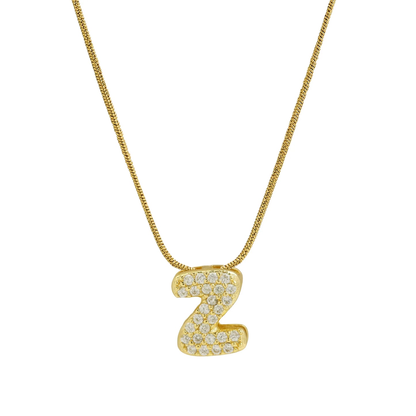 Dainty Zircon Tiny Initial Letter Necklace