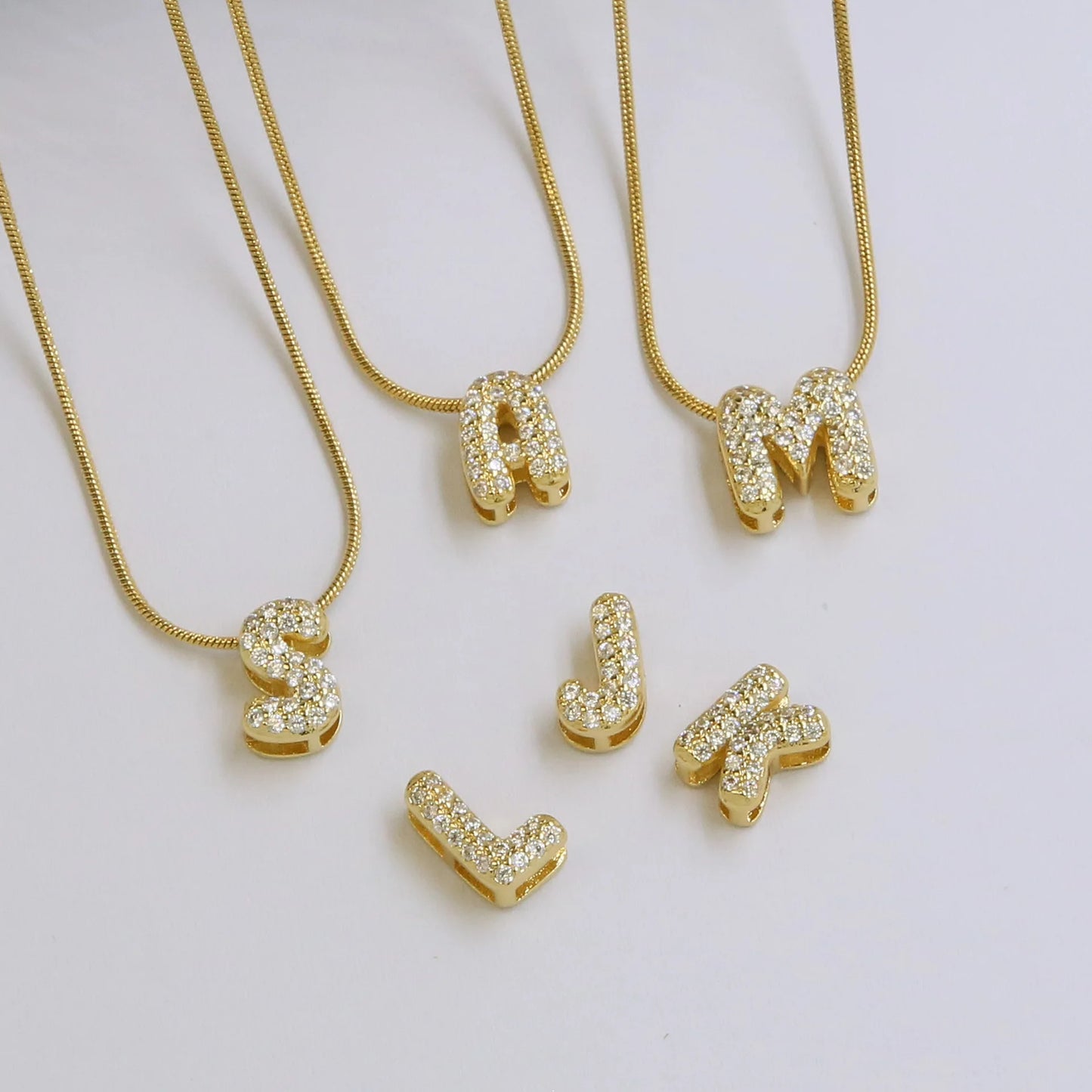Dainty Zircon Tiny Initial Letter Necklace