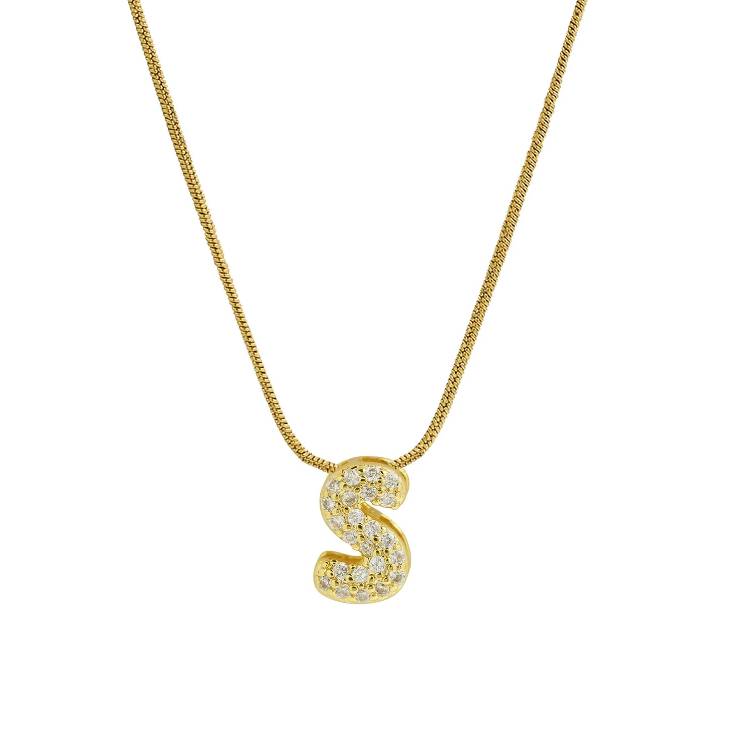 Dainty Zircon Tiny Initial Letter Necklace