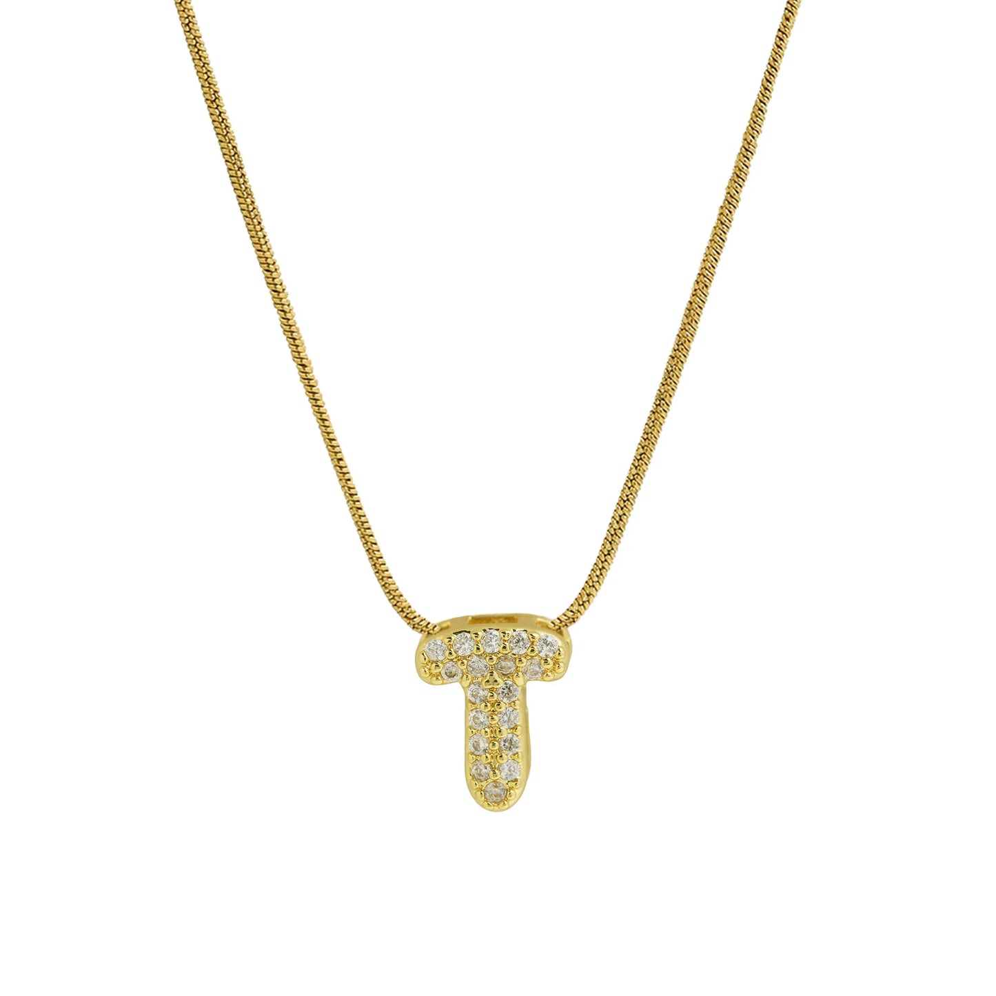 Dainty Zircon Tiny Initial Letter Necklace