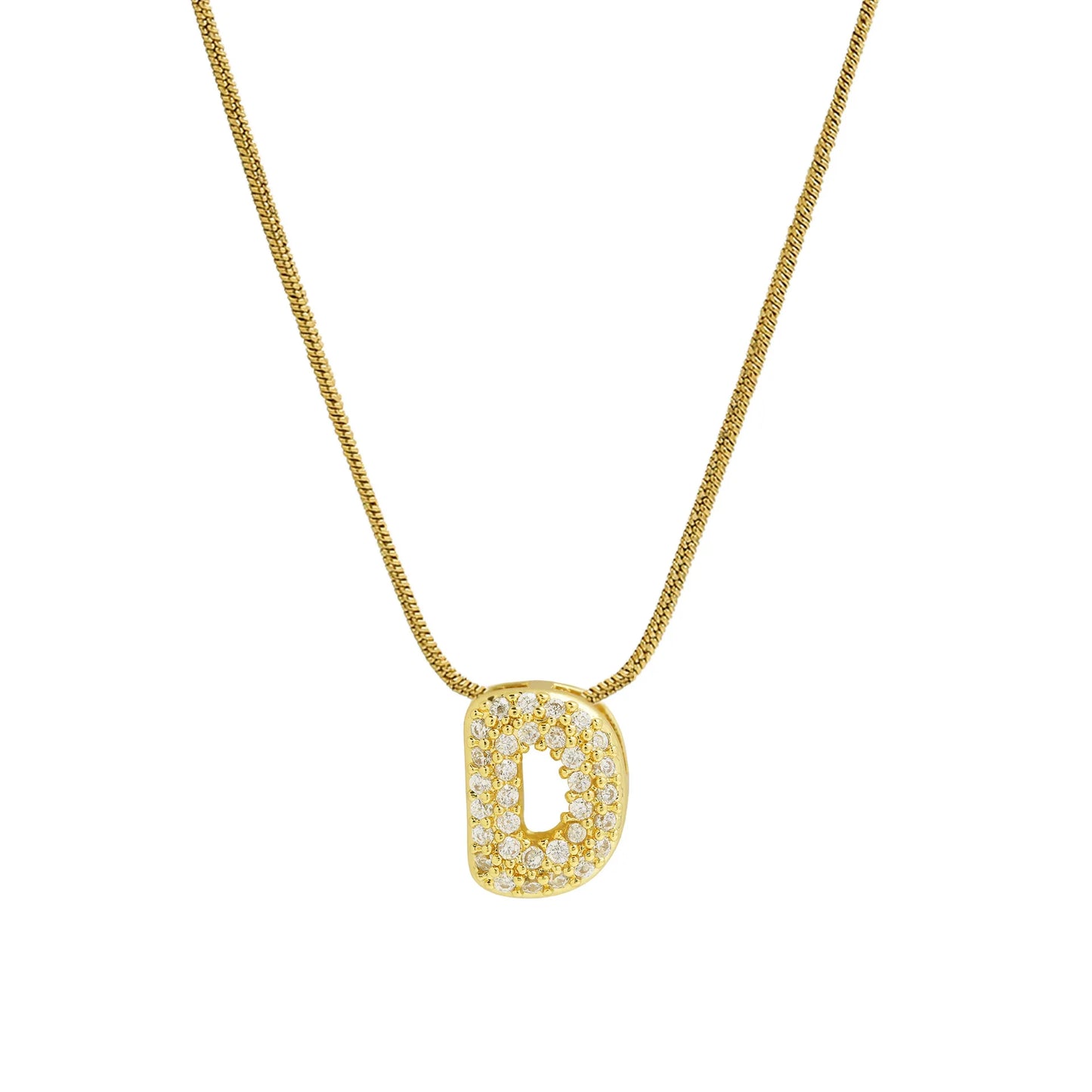Dainty Zircon Tiny Initial Letter Necklace