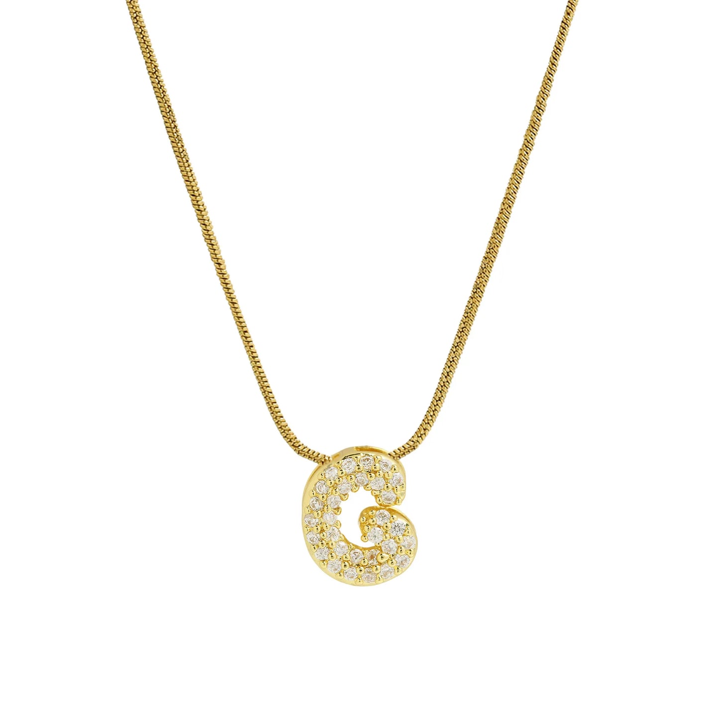 Dainty Zircon Tiny Initial Letter Necklace