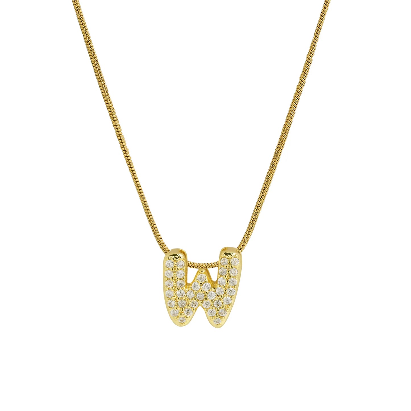 Dainty Zircon Tiny Initial Letter Necklace