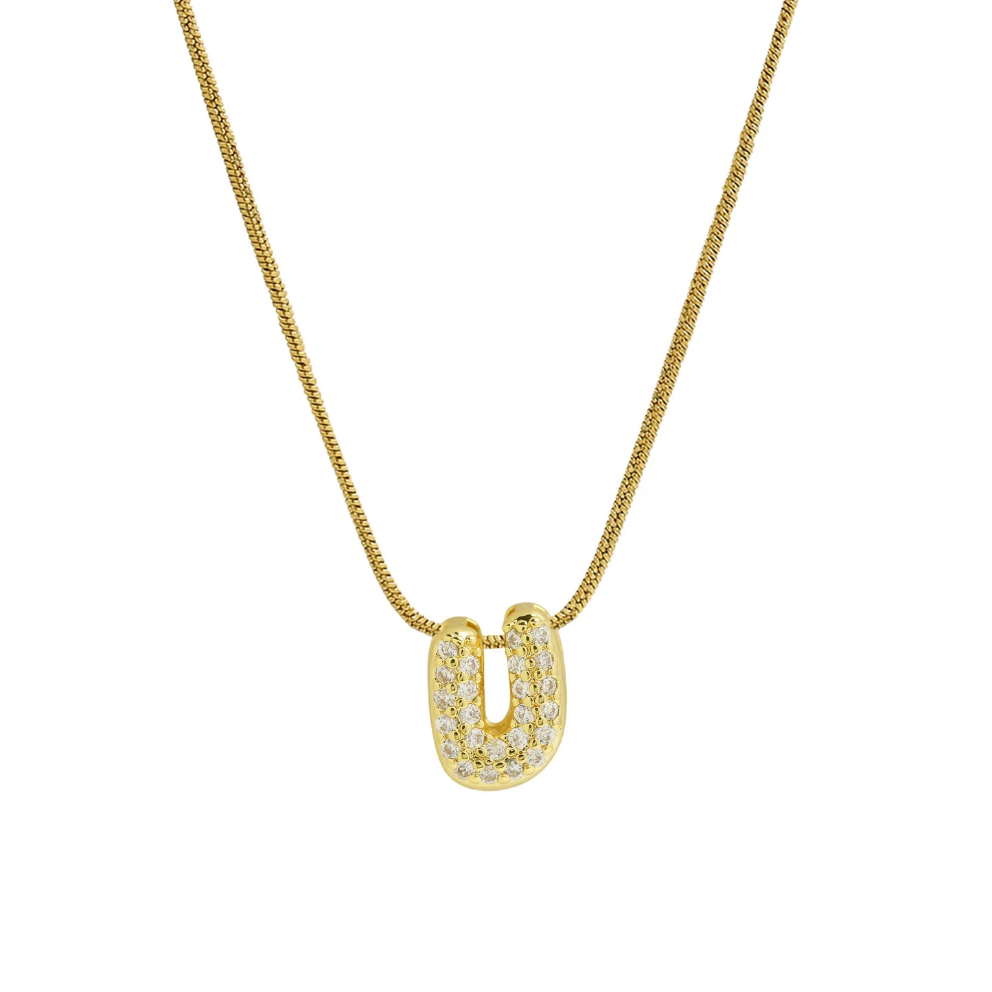 Dainty Zircon Tiny Initial Letter Necklace