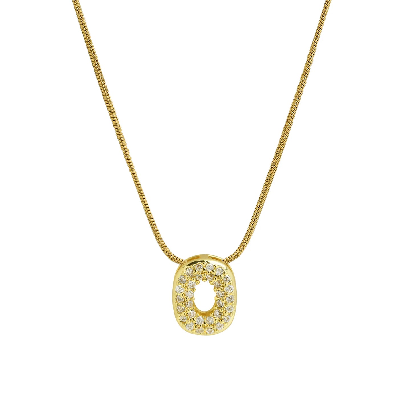 Dainty Zircon Tiny Initial Letter Necklace