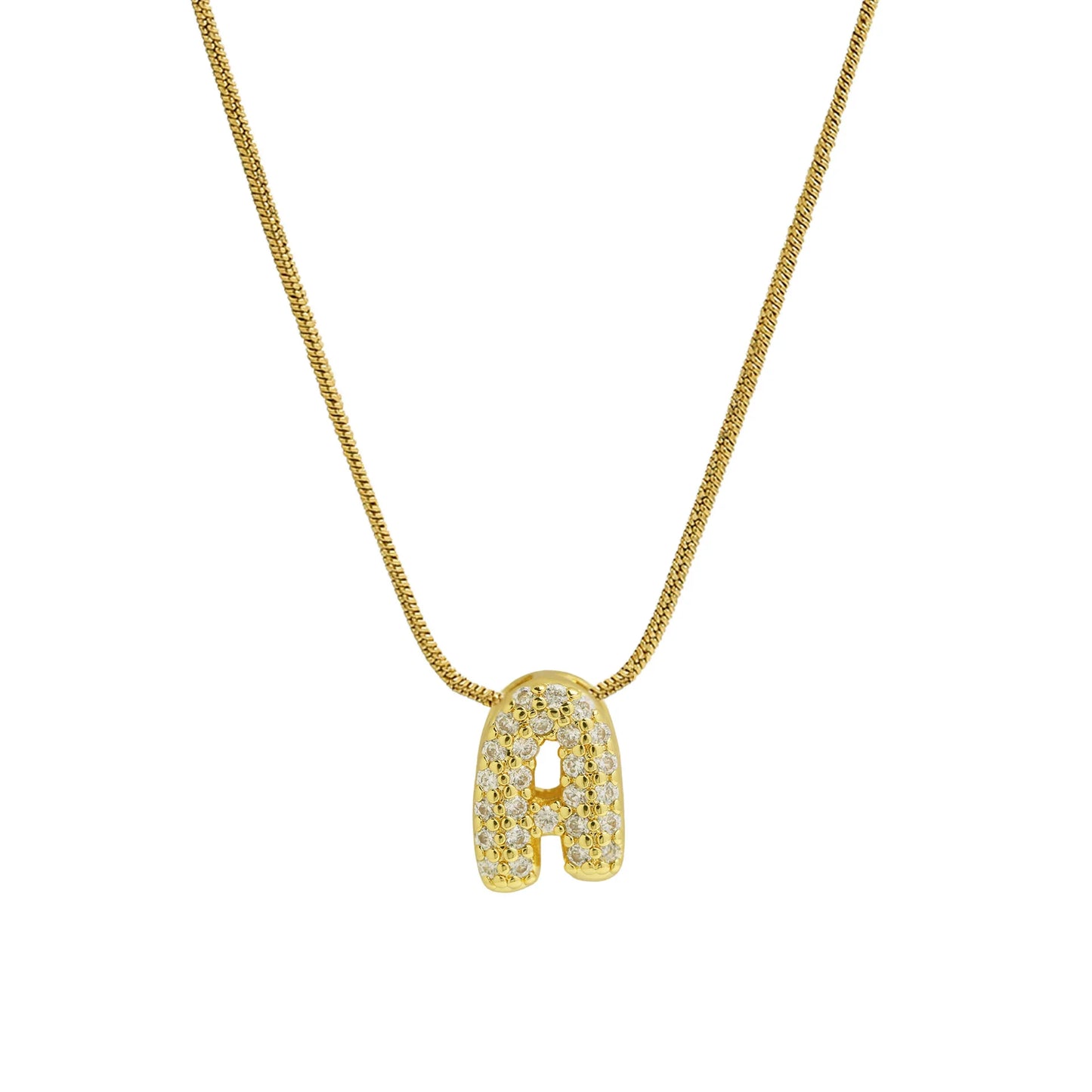 Dainty Zircon Tiny Initial Letter Necklace