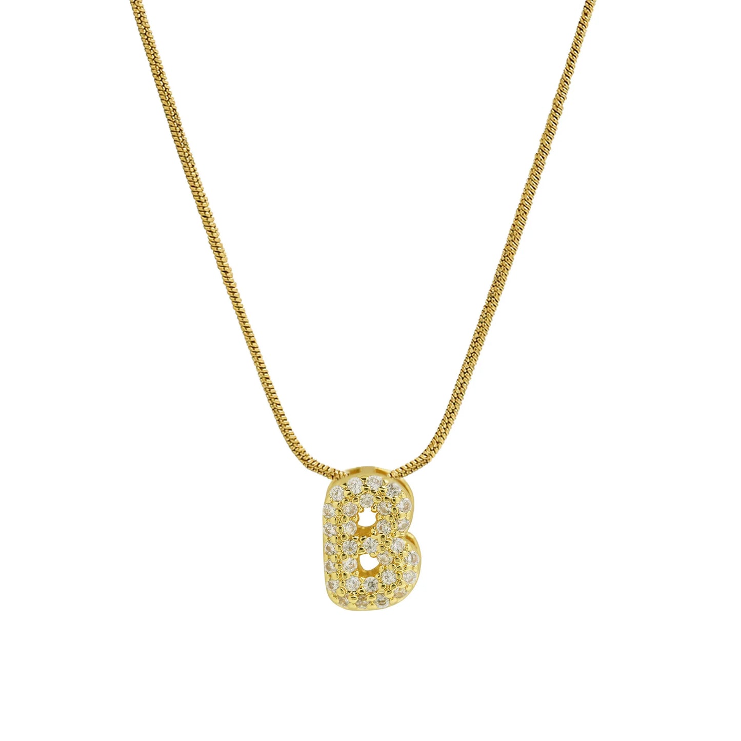 Dainty Zircon Tiny Initial Letter Necklace