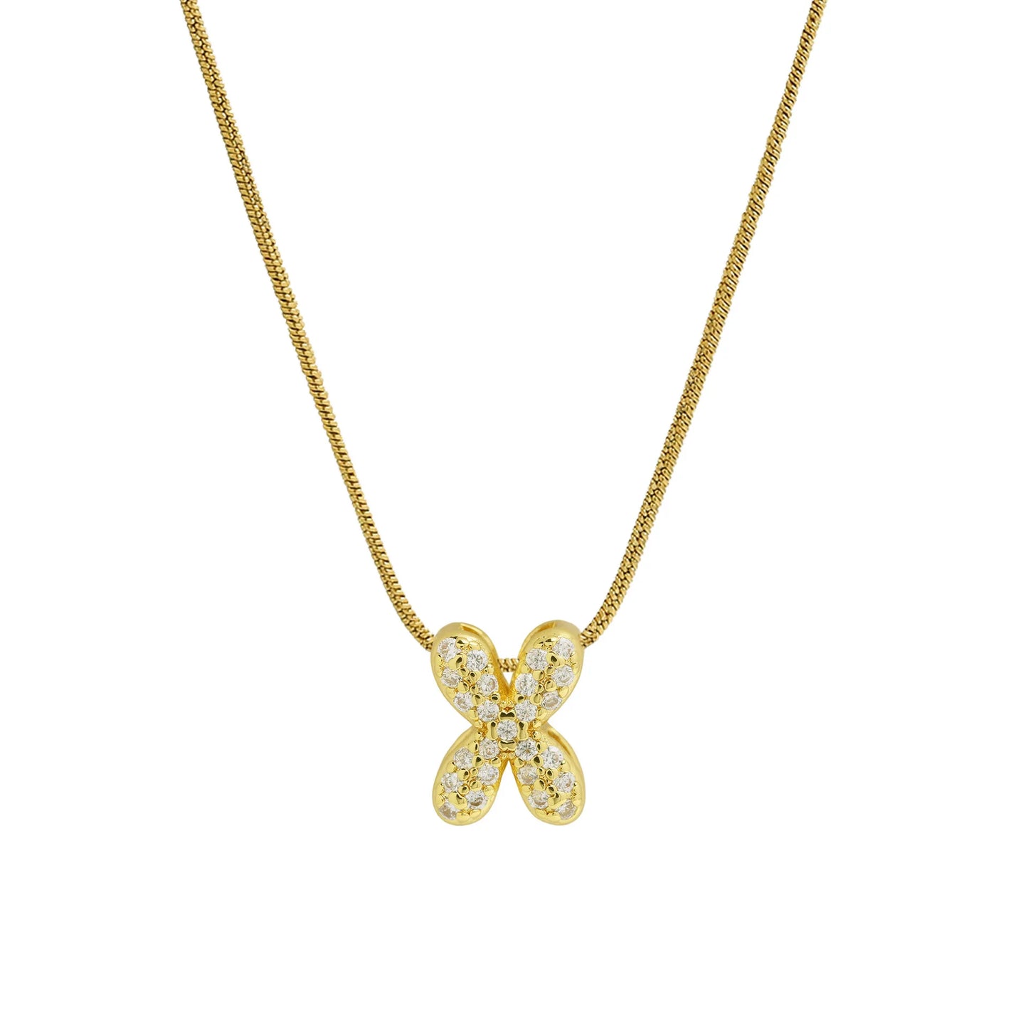 Dainty Zircon Tiny Initial Letter Necklace